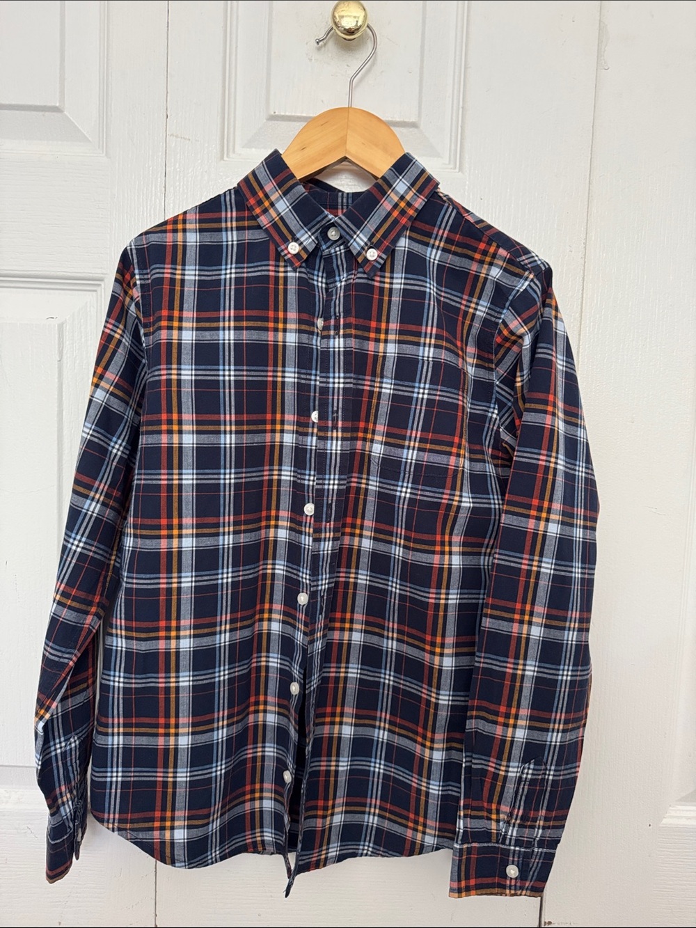 Janie and Jack  Navy Plaid Button-Down Shirt - Classic Casual Style size 12 Boy